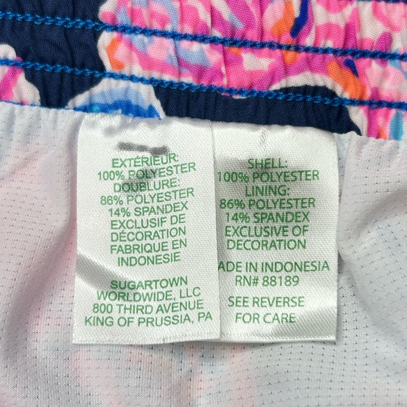 Lilly Pulitzer Luxletic Ocean Trail Shorts Large High Tide Navy Turtle Boho 32x4 - Picture 9 of 11